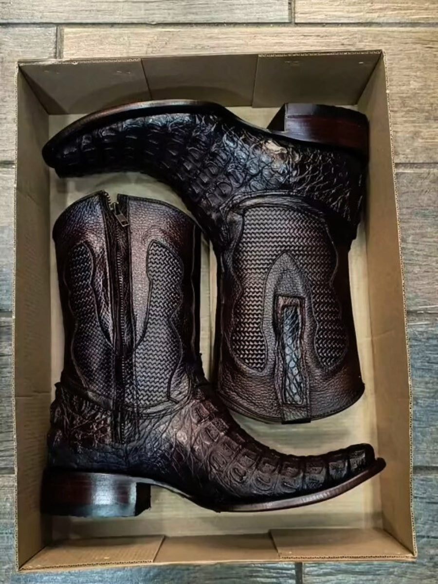 Men’s Caiman Belly Brown Dress Boot