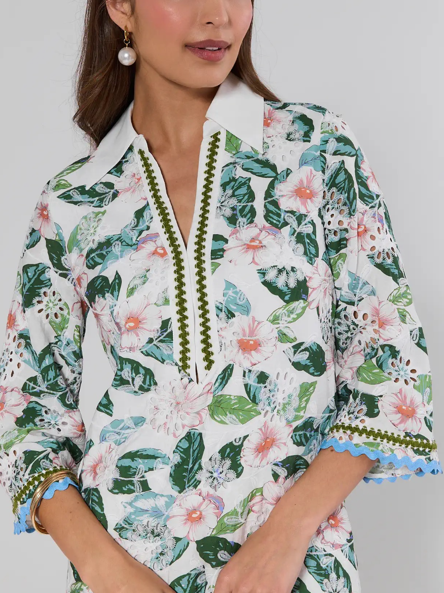 Harlow White Floral Eyelet Short Dress