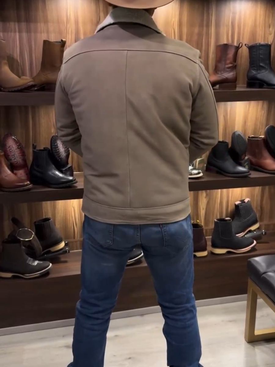 Faux Fur Suede Borg Lined Jacket