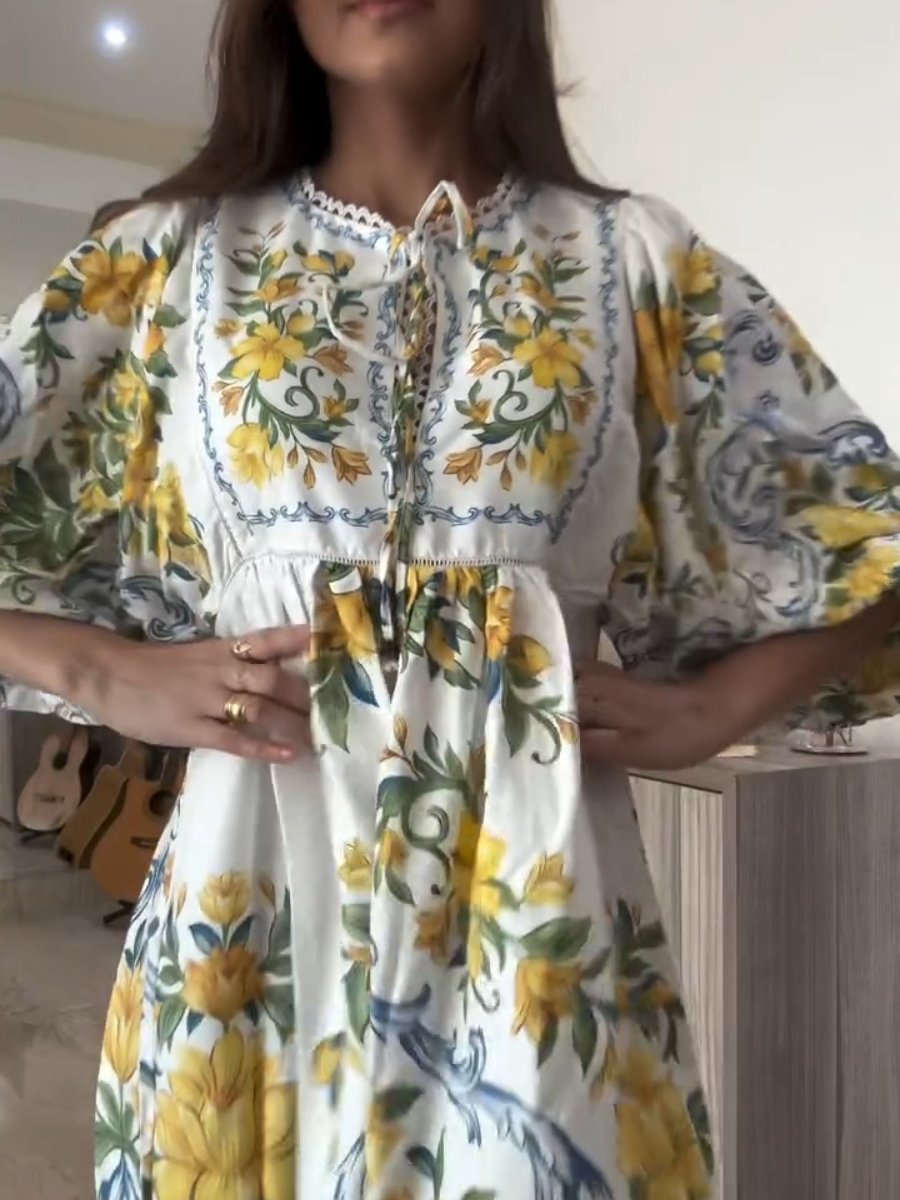 Women's Long Sleeve Autumn Floral Dress