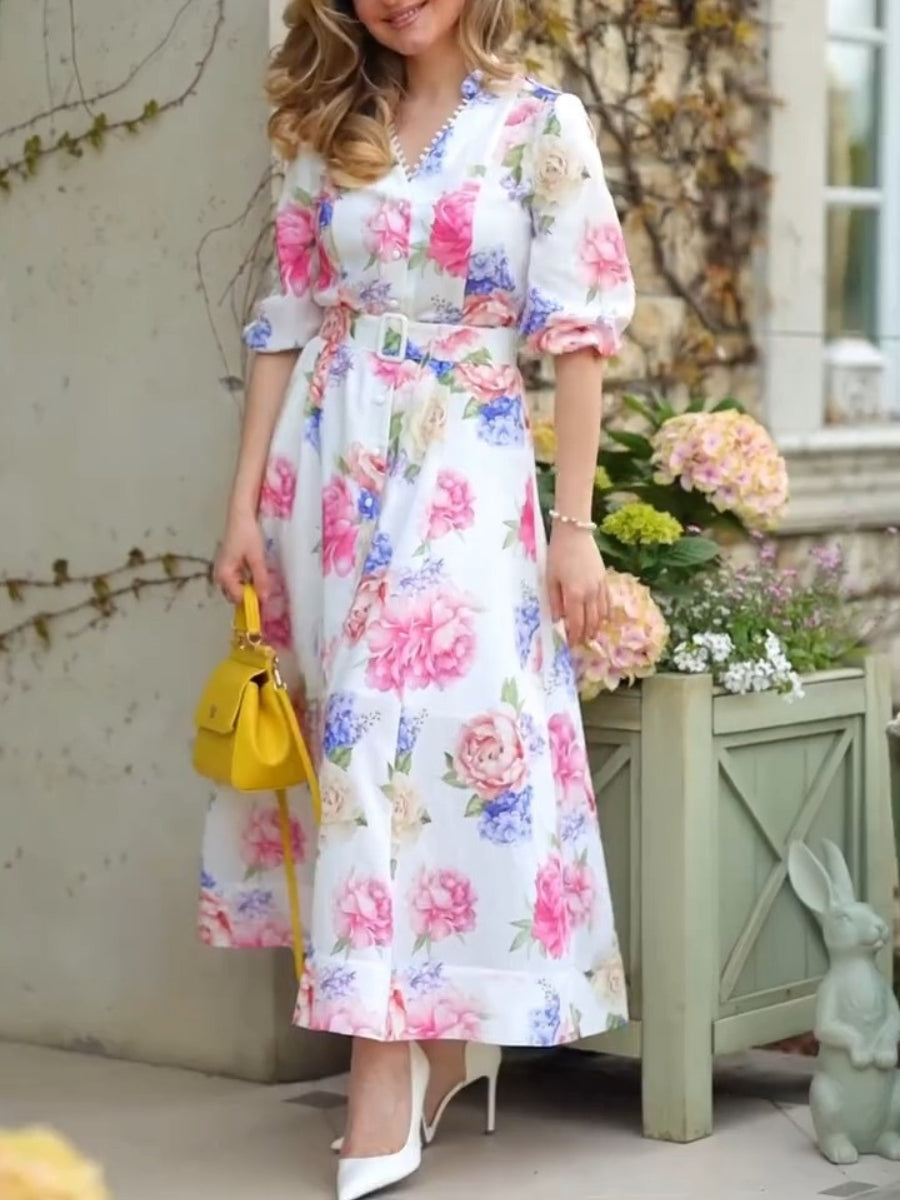Floral Cotton Embroidery Skater Dress