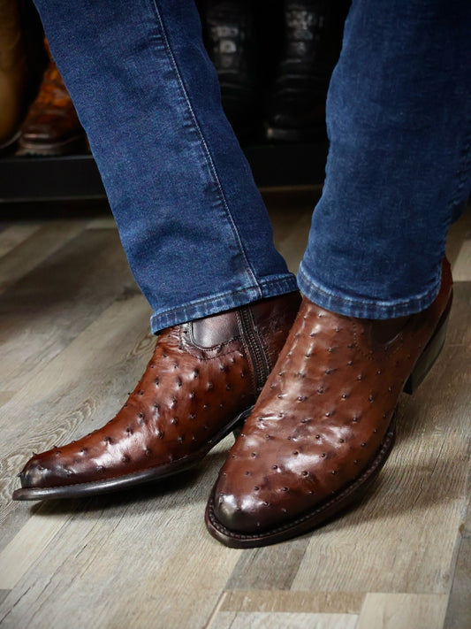 Brown Ostrich Boots Oval