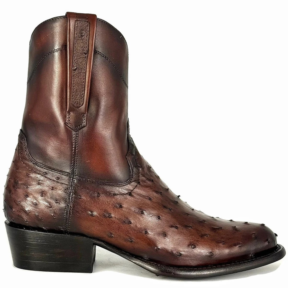 Brown Ostrich Boots Oval