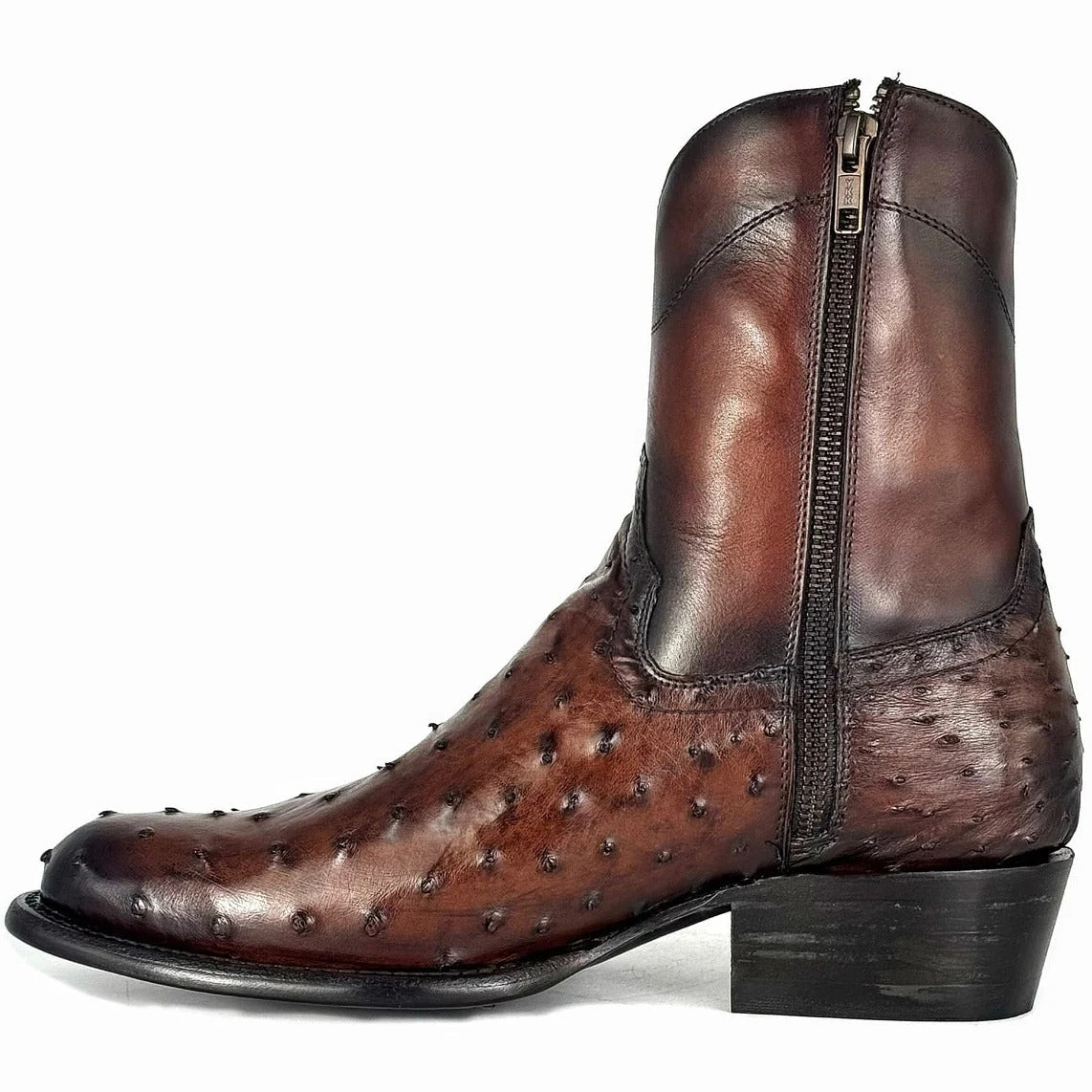 Brown Ostrich Boots Oval