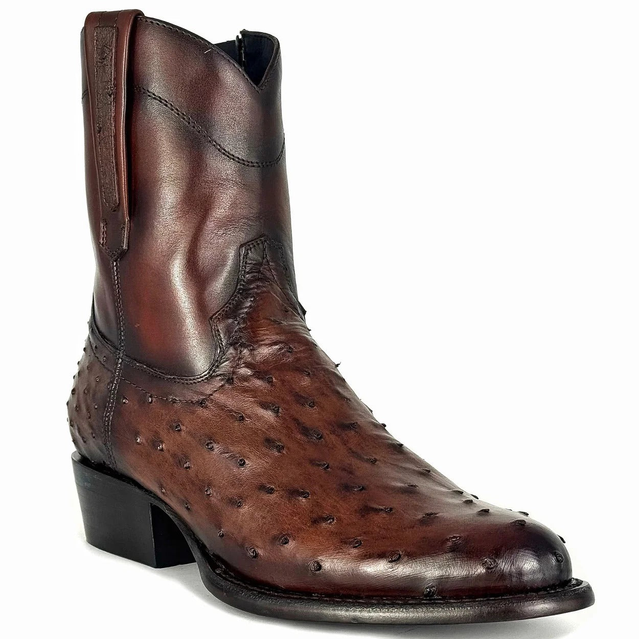 Brown Ostrich Boots Oval