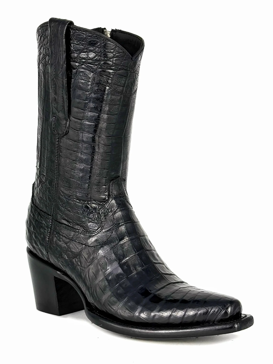 Women's Red Black Full Crocodile Cowboy Boots
