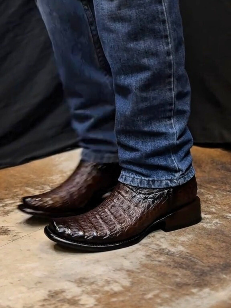 Men’s Caiman Belly Brown Dress Boot