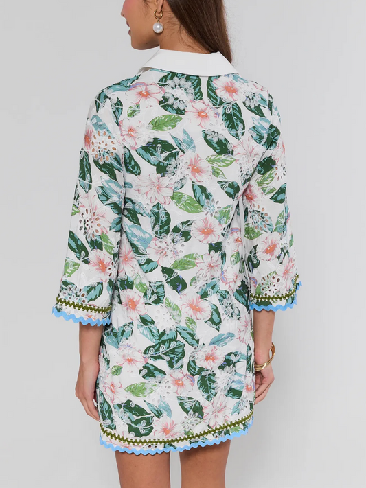 Harlow White Floral Eyelet Short Dress
