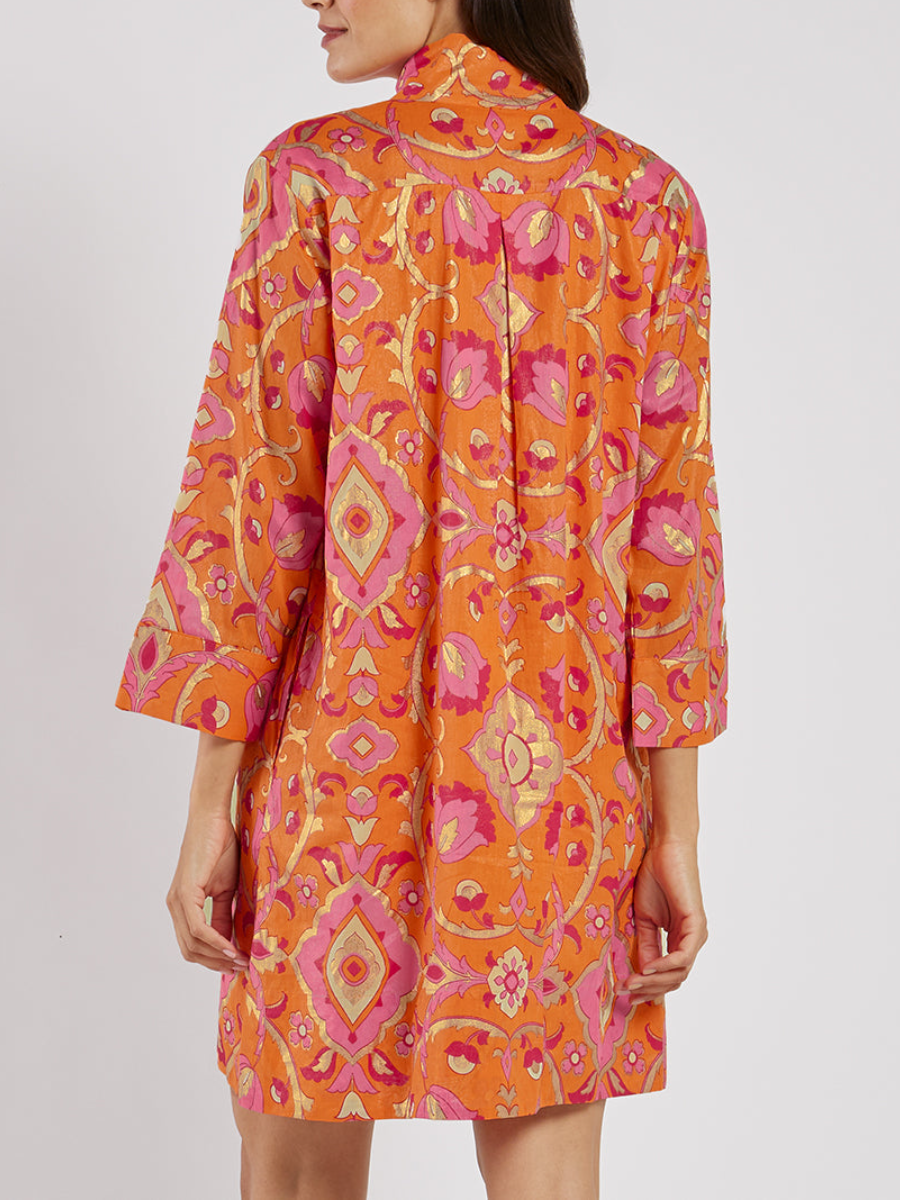 Helen Dress Cotton Voile - Gilded Garden Mandarin Gold