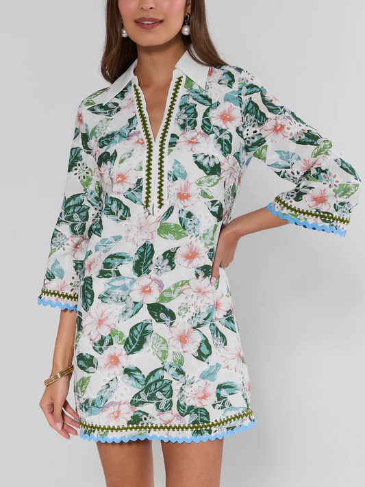 Harlow White Floral Eyelet Short Dress
