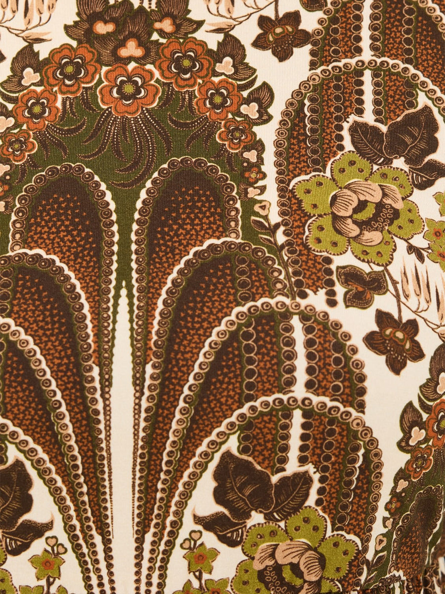 Floral Print Fringed Hem Midi Dress