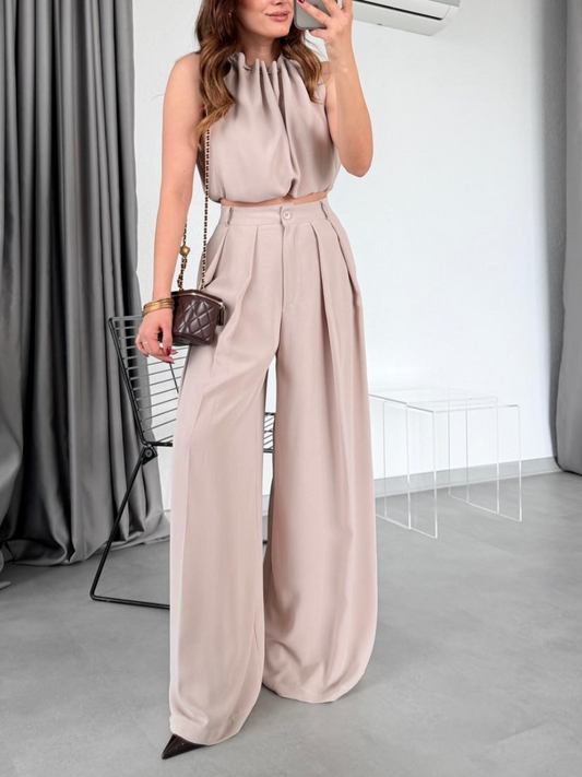 Venus Halter Neck Crop Pants Set