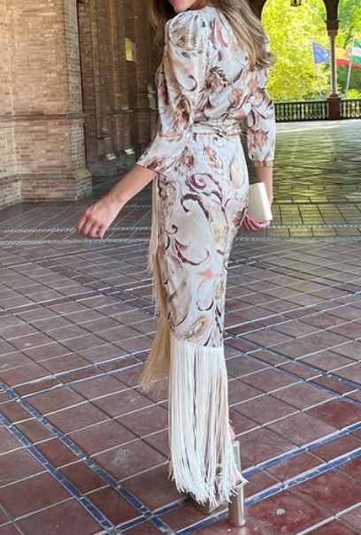 Classy Floral Tassel Occasion Dress