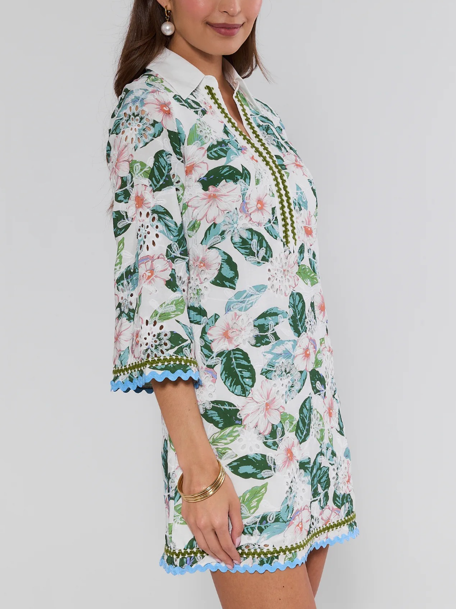 Harlow White Floral Eyelet Short Dress
