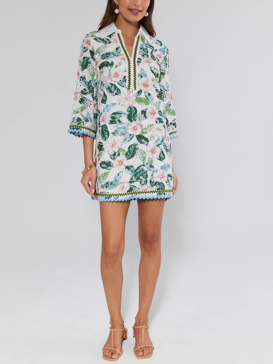 Harlow White Floral Eyelet Short Dress