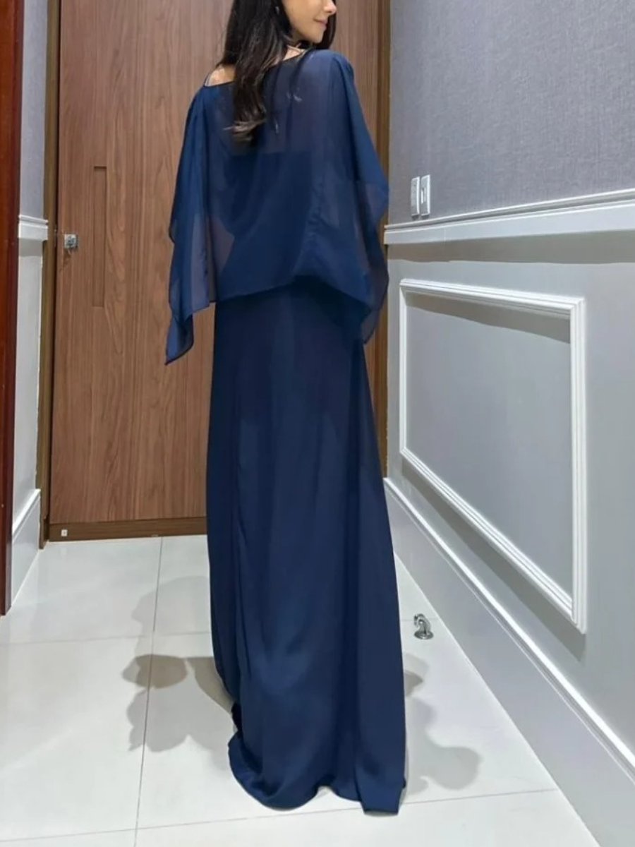 Navy Blue Skirt-pants And Laura Top (consisting Of A Tank Top And A Cape)