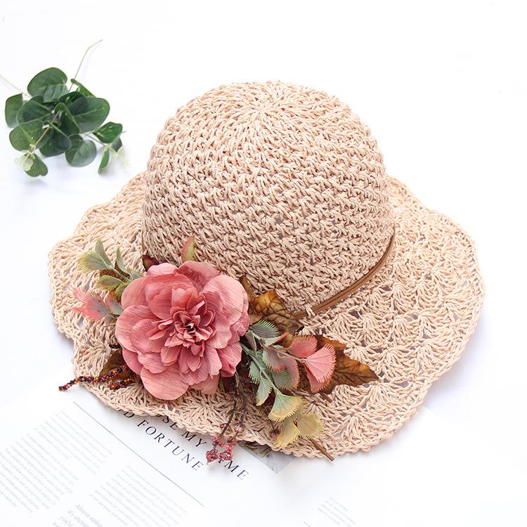Flower tie straw hat