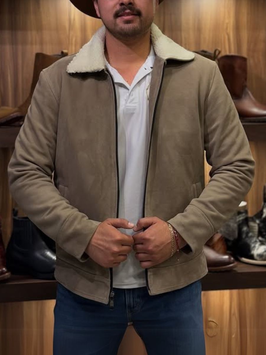 Faux Fur Suede Borg Lined Jacket