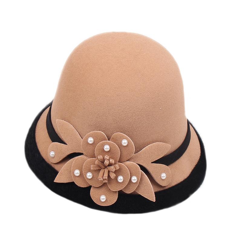 New woolen beaded flower hat